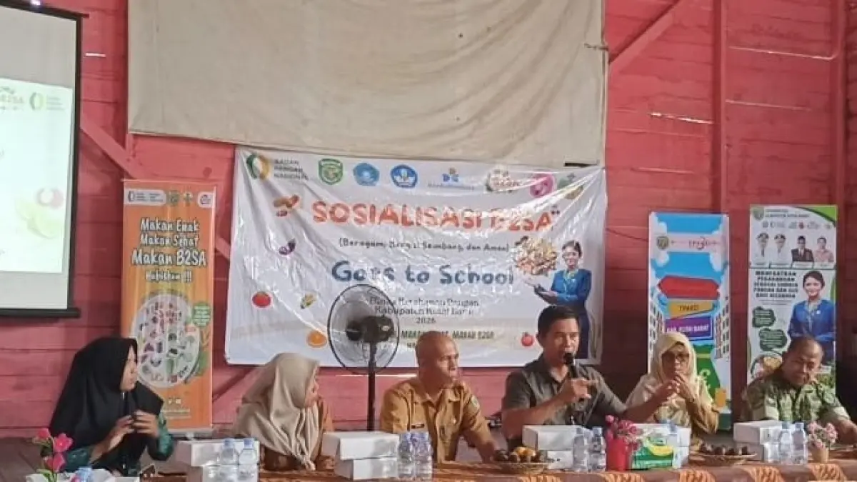 SOSIALISASI: Sosialisasi Dinas Ketahanan Pangan (Ketapang) Kubar terkait pola konsumsi pangan yang beragam, bergizi, seimbang, dan aman. 