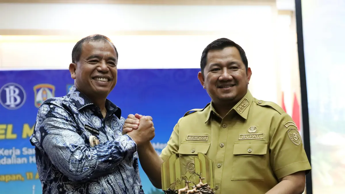 SINERGI: Mudyat Noor menjalin kerja sama dengan dr Antonius Ginting dalam memperkuat pasokan pangan dan mengendalikan inflasi di PPU.