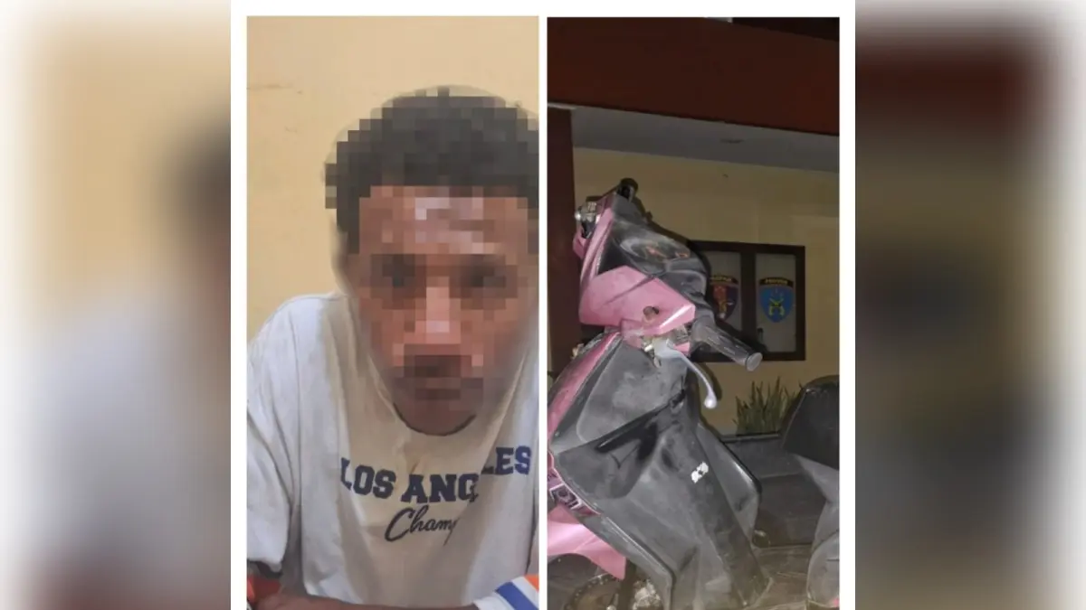 CURANMOR: Pelaku dan barang bukti curanmor diamankan di Polsek Balikpapan Selatan.