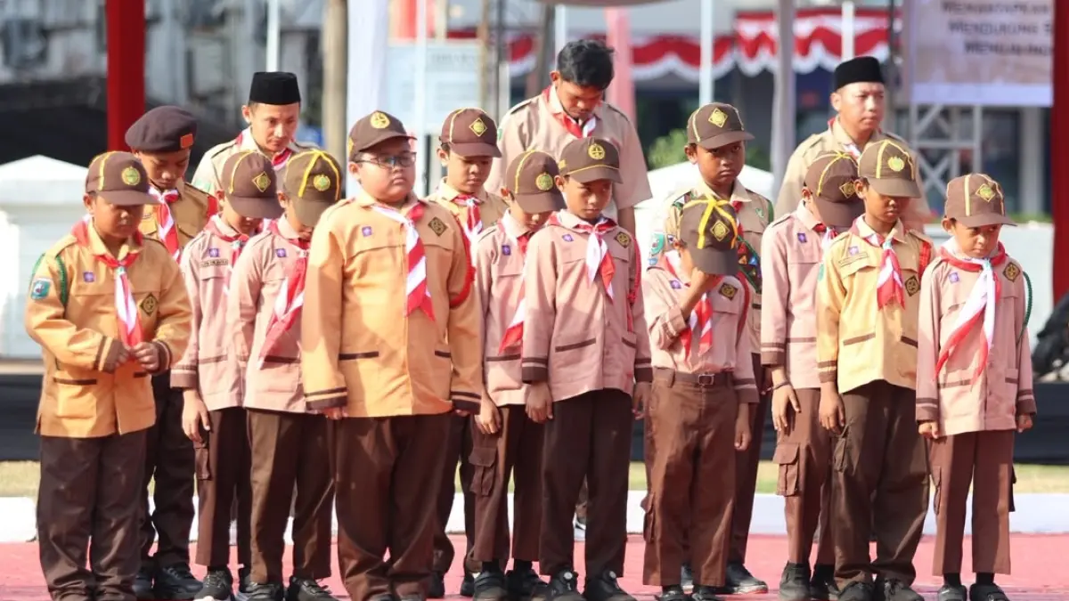 PEMBINAAN KARAKTER: Suasana Peringatan Hari Pramuka ke-65 di Balai Kota Balikpapan, Jumat (14/8/2026). (ANGGI PRADITHA/KP)