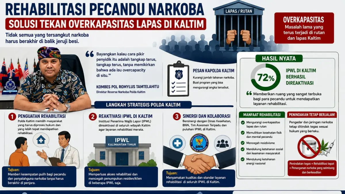 STRATEGI: Solusi menekan over kapasitas tahanan narkoba di rumah tahanan (Rutan) Kaltim, di antaranya rehabilitasi pecandu.