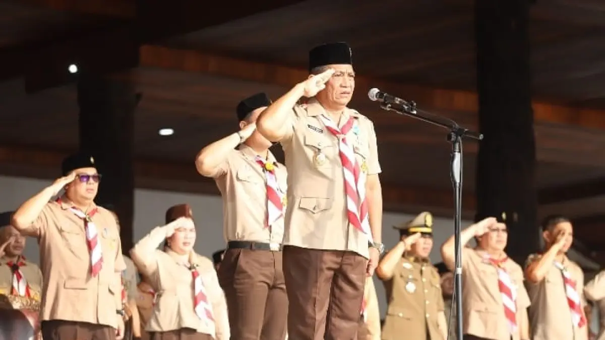 Upacara peringatan Hari Pramuka ke-65 di Kabupaten Kutai Barat berlangsung khidmat dan meriah, Jumat (14/8/2026).