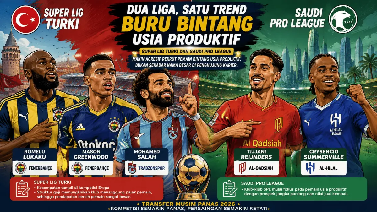 Super Lig Turki dan Saudi Pro League jadi destinasi para pemain yang pernah merumput di Eropa. 