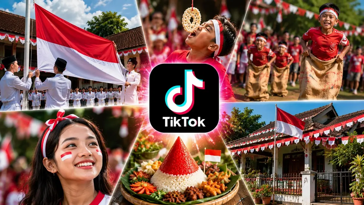 Iluistrasi ide konten tiktok untuk momen 17 Agustus. (ChatGPT)