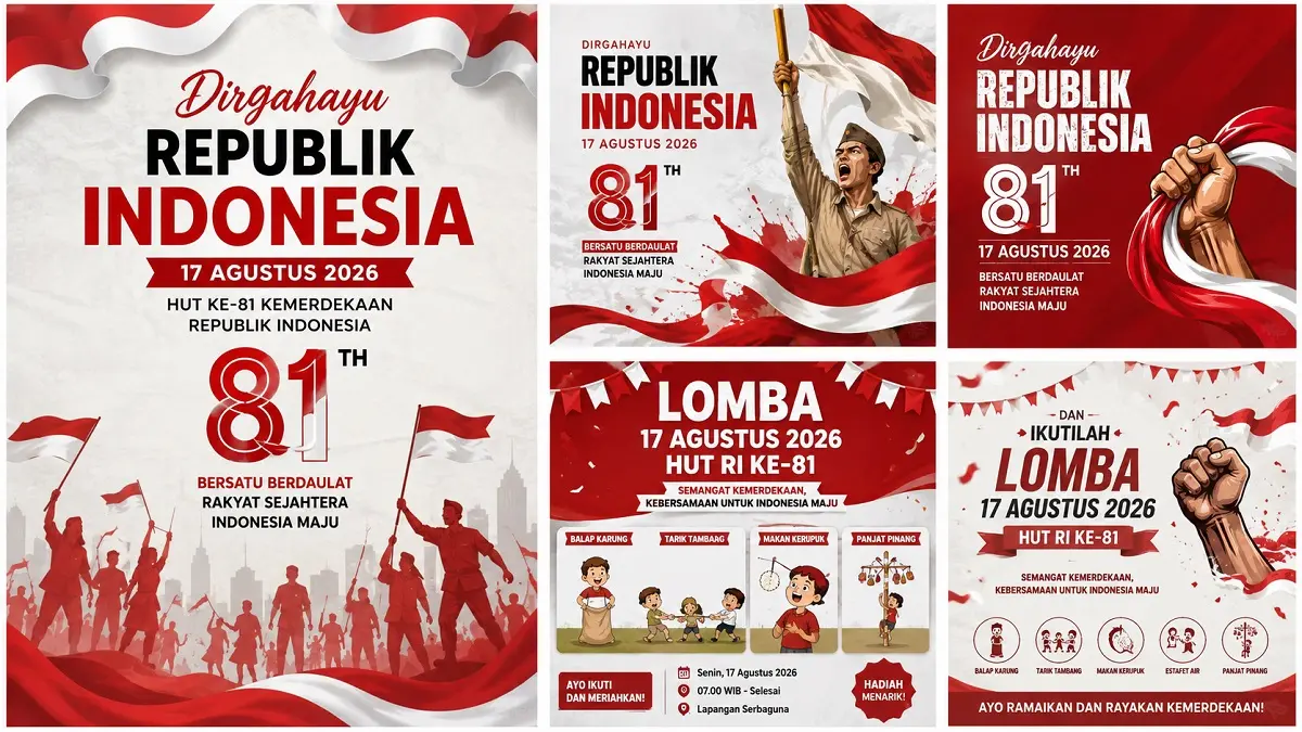 Ilustrasi desain poster lomba HUT ke-81 RI. (ChatGPT)