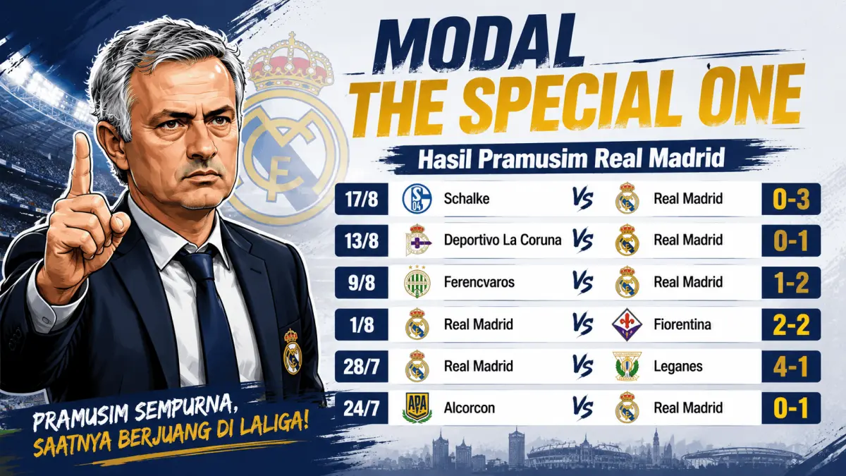 Hasil laga pramusim Real Madrid bersama Jose Mourinho. 