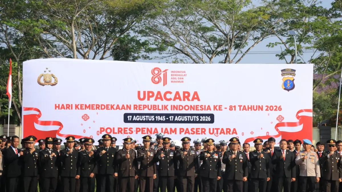 POLRES PPU: Upacara HUT ke-81 Republik Indonesia yang digelar Polres PPU.(Dok.Humas Polres PPU)