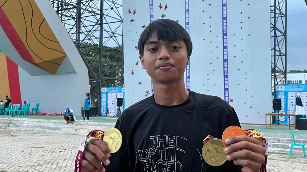 BANGGA: Rizky Sholeh Akbar, atlet FPTI Kutai Timur yang dipercaya memperkuat Timnas Panjat Tebing Muda Indonesia pada World Climbing Asia Youth Championship 2026 di Guiyang, Tiongkok. Nasya/KP