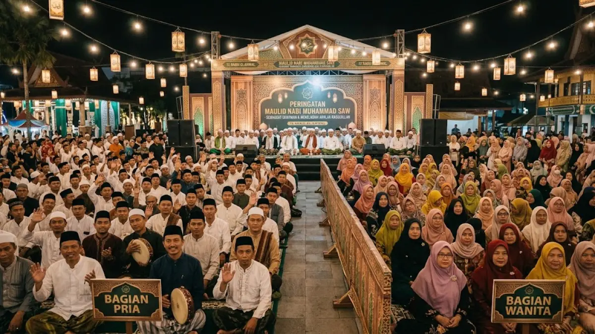 Ilustrasi peringatan Maulid Nabi Muhammad SAW.(generate ai)