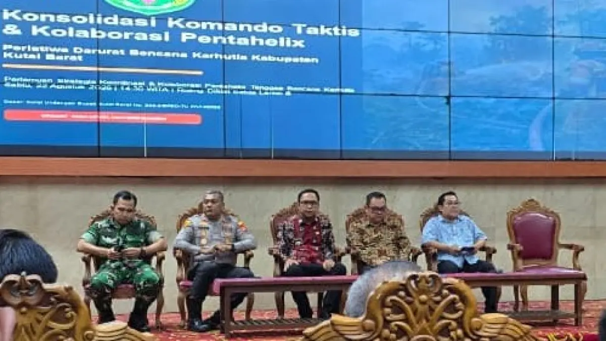 Konsolidasi Komando Taktis dan Kolaborasi Pentahelix Peristiwa Darurat Bencana Karhutla di Auditorium ATJ, Sabtu (22/8).