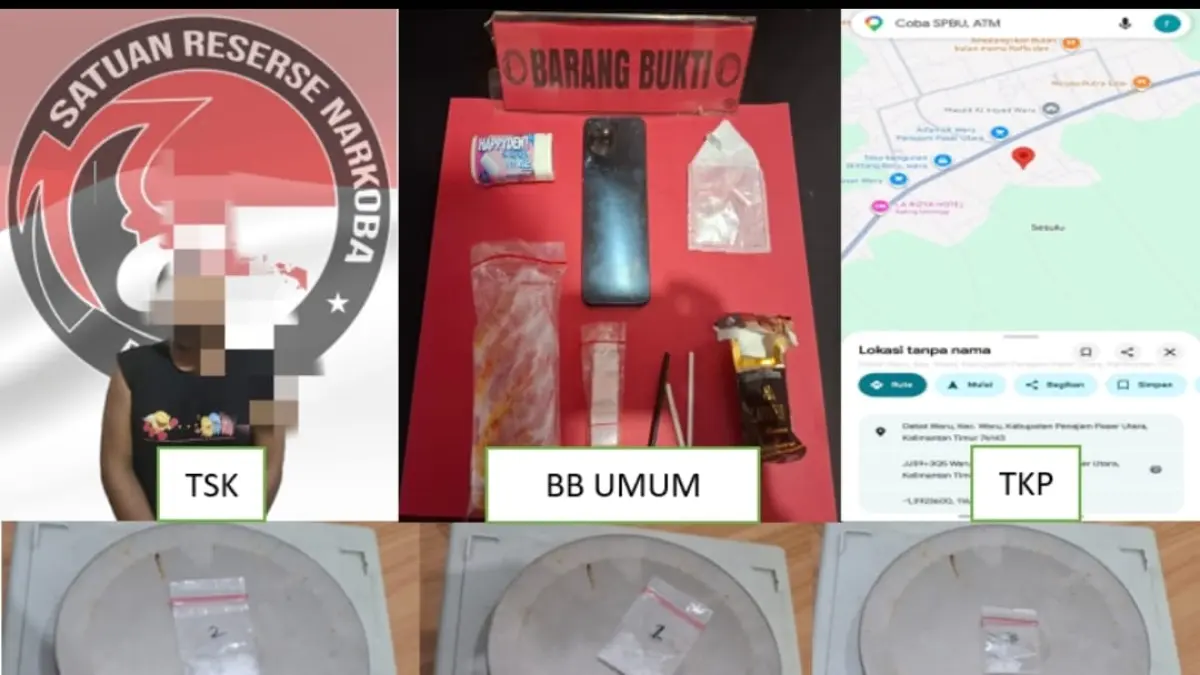 DIAMANKAN: Tersangka dan barang bukti yang berhasil diamankan oleh Satresnarkoba Polres PPU.(Dok.Humas Polres PPU)
