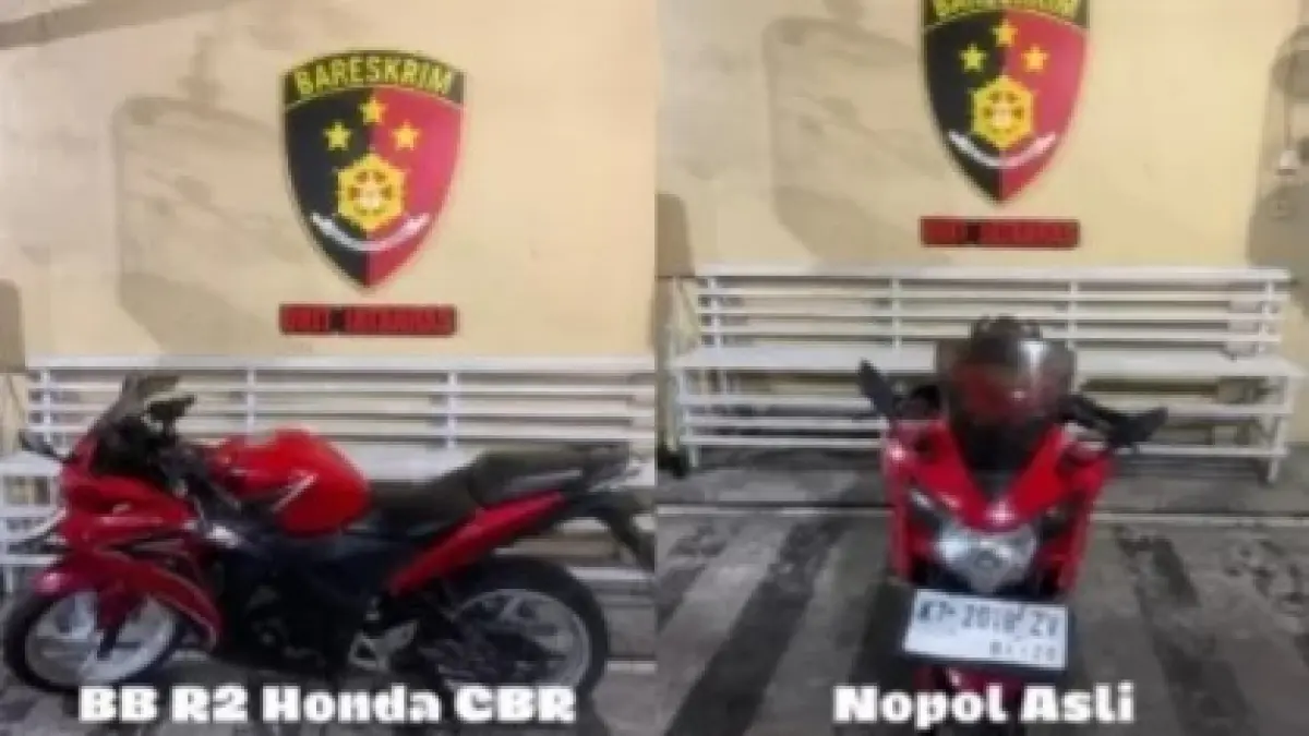 BARANG BUKTI: Salah satu barang bukti sepeda motor dicuri tersangka disita sebagai barang bukti.