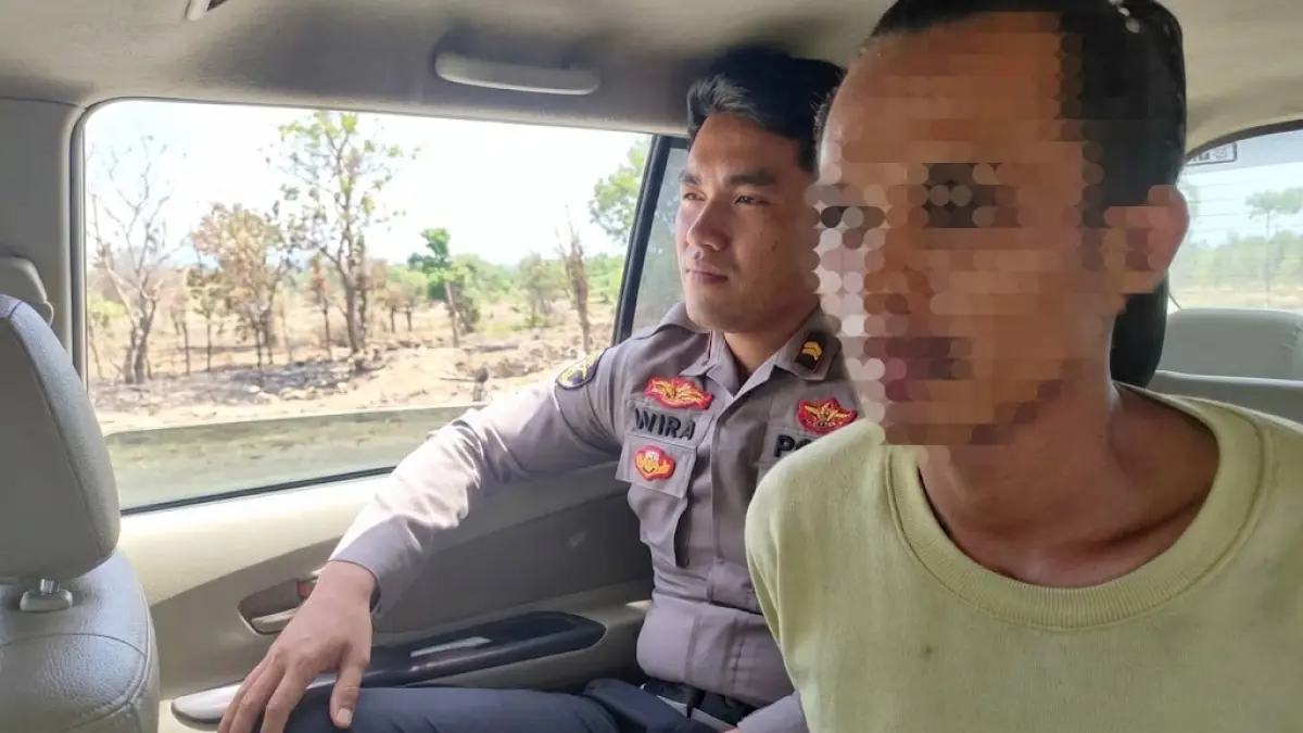 DIAMANKAN: Seorang pria terduga sebagai pelaku pembacokan warga kini diamankan oleh Satreskrim Polres PPU.(Dok.Humas Polres PPU)