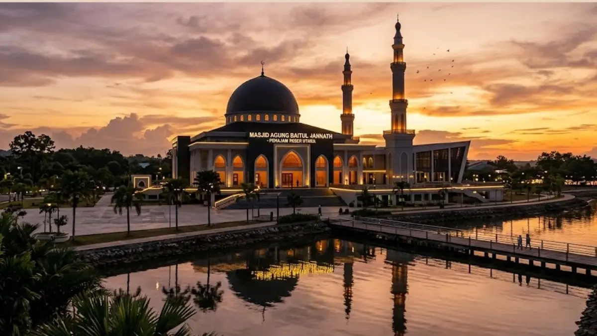 Ilustrasi sebuah masjid di wilayah Penajam Paser Utara.(generate ai)