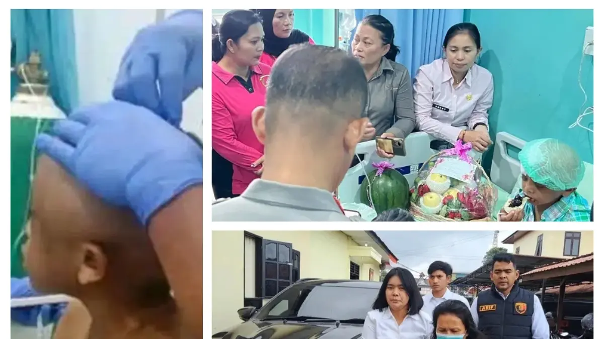 Kedua kakak beradik korban dugaan kekerasan di Sidikalang, Dairi, mendapat perawatan medis. Sementara perempuan yang diduga sebagai pelaku telah diamankan polisi untuk menjalani pemeriksaan. (FOTO: IST)