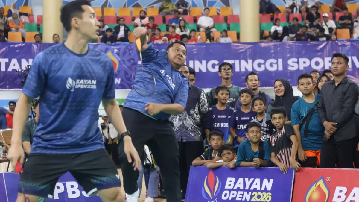 Mudyat Noor (kanan) yang berpasangan dengan Jonatan Christie. (FOTO ANGGI PRADITHA/KP)