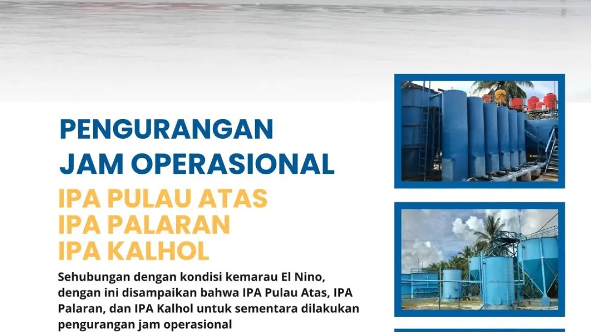 Pemberitahuan tiga IPA Samarinda kurangi jam operasional karena kemarau EL Nino, Selasa (25/8/2026). (perumtirtakencana/ig)