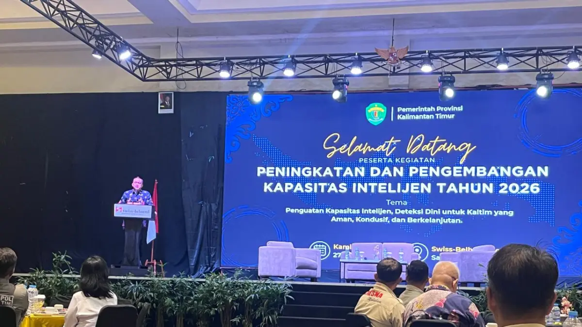 BEBER DATA: Narasumber beber data saat pemaparan pada kegiatan peningkatan dan pengembangan kapasitas intelijen di Kutai Barat.&nbsp;