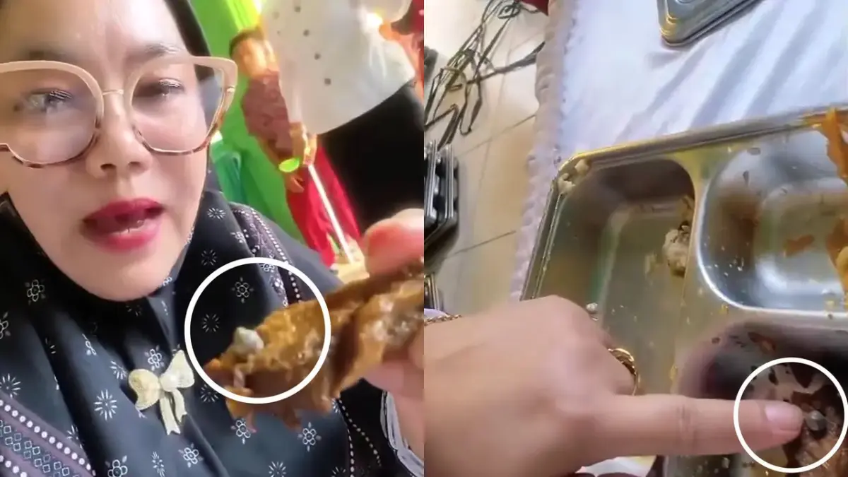 Guru di Lampung Utara memperlihatkan peluru dalam menu MBG.