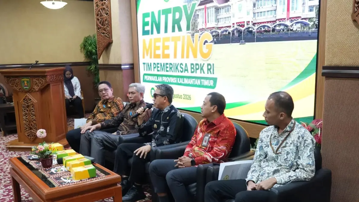 PEMERIKSAAN: Pemkab Kutim menerima Tim BPK RI Perwakilan Kaltim untuk pemeriksaan kepatuhan lingkungan, kehutanan, dan kegiatan usaha pertambangan TA 2021–Triwulan III 2026, Kamis (27/8). 