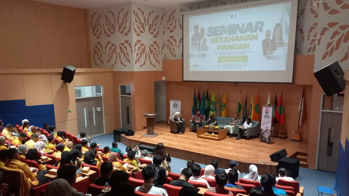 Seminar Ketahanan Pangan yang digelar BEM Fakultas Pertanian Universitas Mulawarman, bersama Pemuda Inspirasi Nusantara, menanggapi distribusi pupuk dan penjualan hasil panen petani. (FOTO/IST)