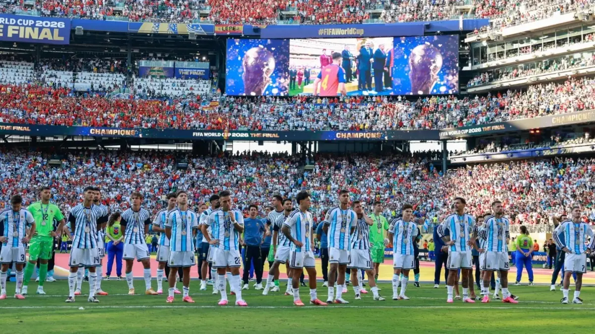 Timnas Argentina usai laga final Piala Dunia 2026.
