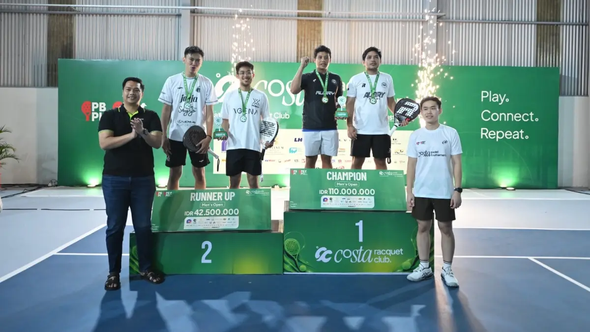 TUNTAS : Costa Padel Tournament tuntas terlaksana, jadi panggung baru bagi para pegiat padel.&nbsp;(Foto: Costa Padel Tournament-Committee)