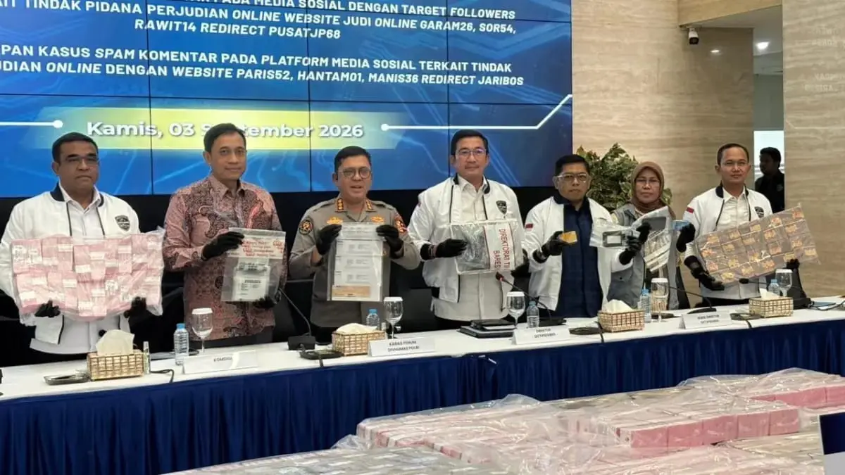 Bareskrim saat ungkap kasus judol. (Foto : Jawa Pos)