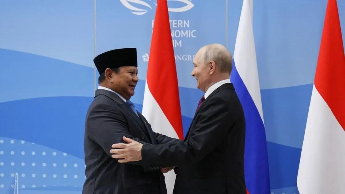 Presiden Rusia Vladimir Putin dan Presiden Prabowo Subianto bertemu di Vladivostok, Rusia, Kamis (3/9/2026). (Reuters)