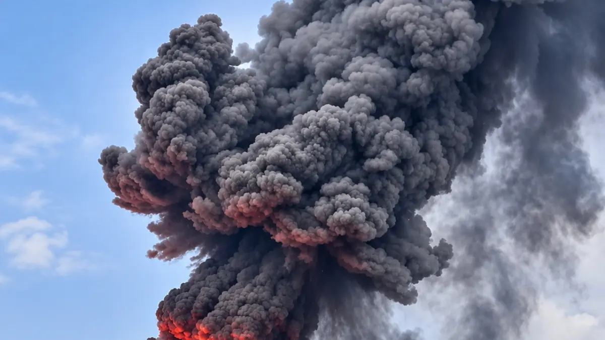 Gunung Anak Krakatau kembali erupsi dengan mengeluarkan kolom abu vulkanik tebal disertai lontaran material pijar dari kawah. (FOTO: IST)