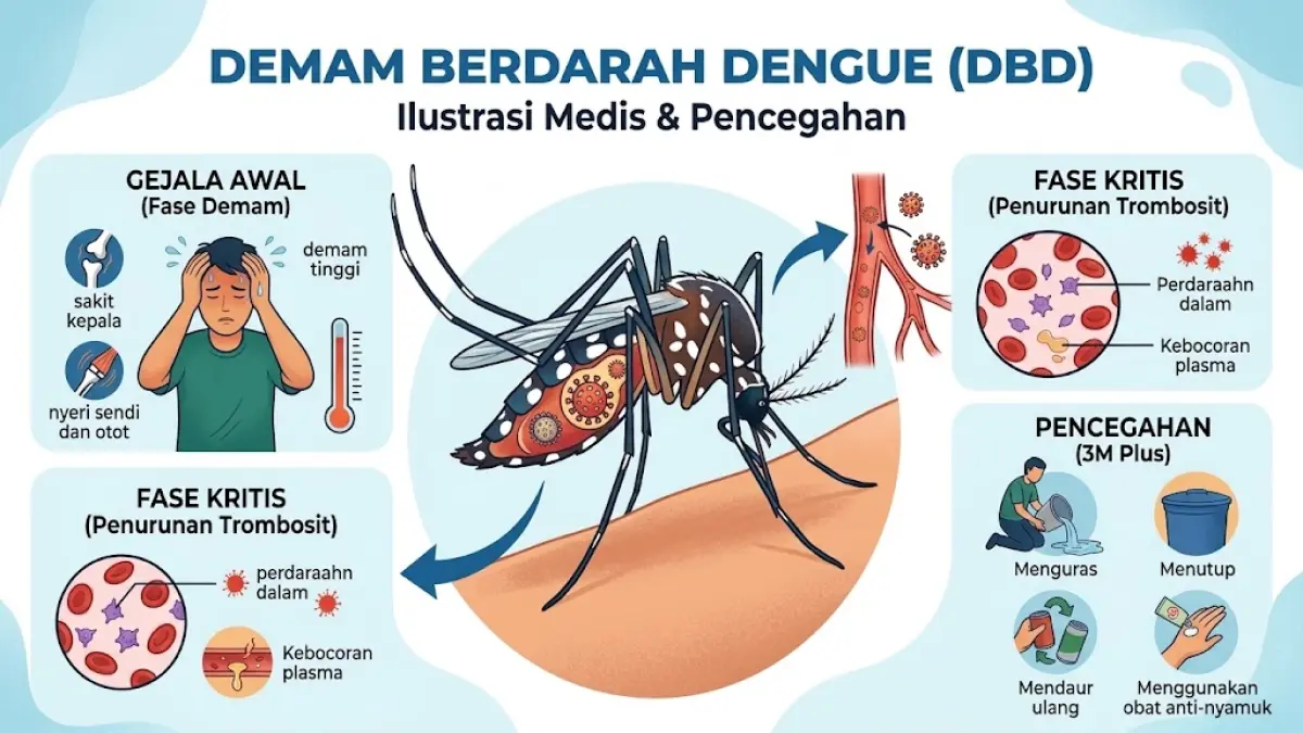 Ilustrasi medis dan pencegahan DBD.(generate ai)