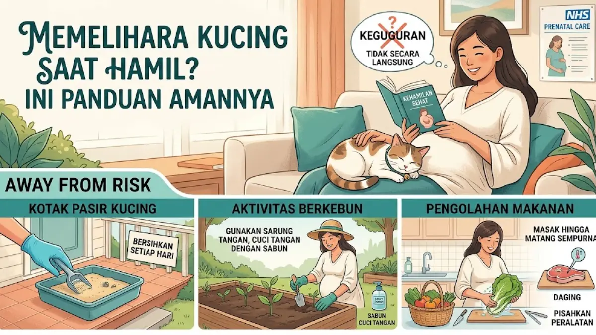 Ilustrasi memelihara kucing saat ibu sedang hamil.(generate ai)
