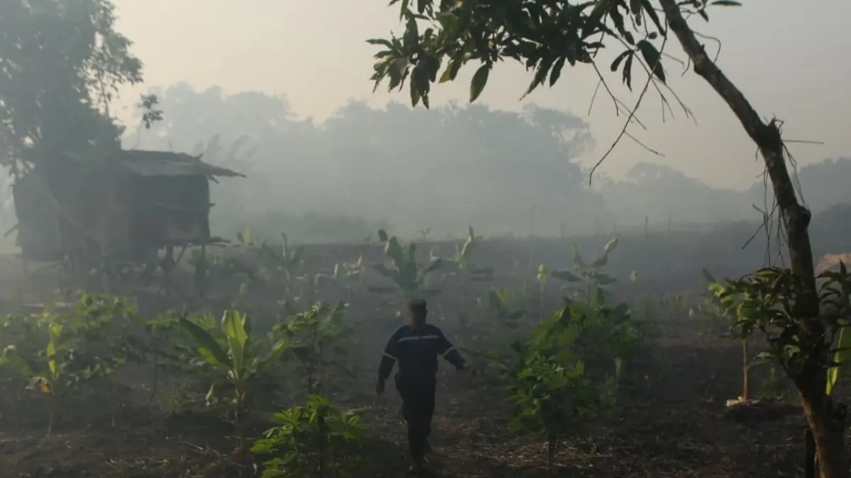 BENCANA: Kebakaran lahan kembali melanda kawasan Pelita 8 dan Perumahan Korpri, Kecamatan Sambutan, Samarinda, Jumat (11/9). RAMA SIHOTANG/KP