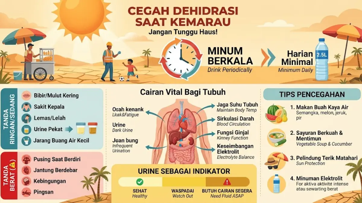 Ilustrasi cegah dehidrasi saat musim kemarau.(generate ai)