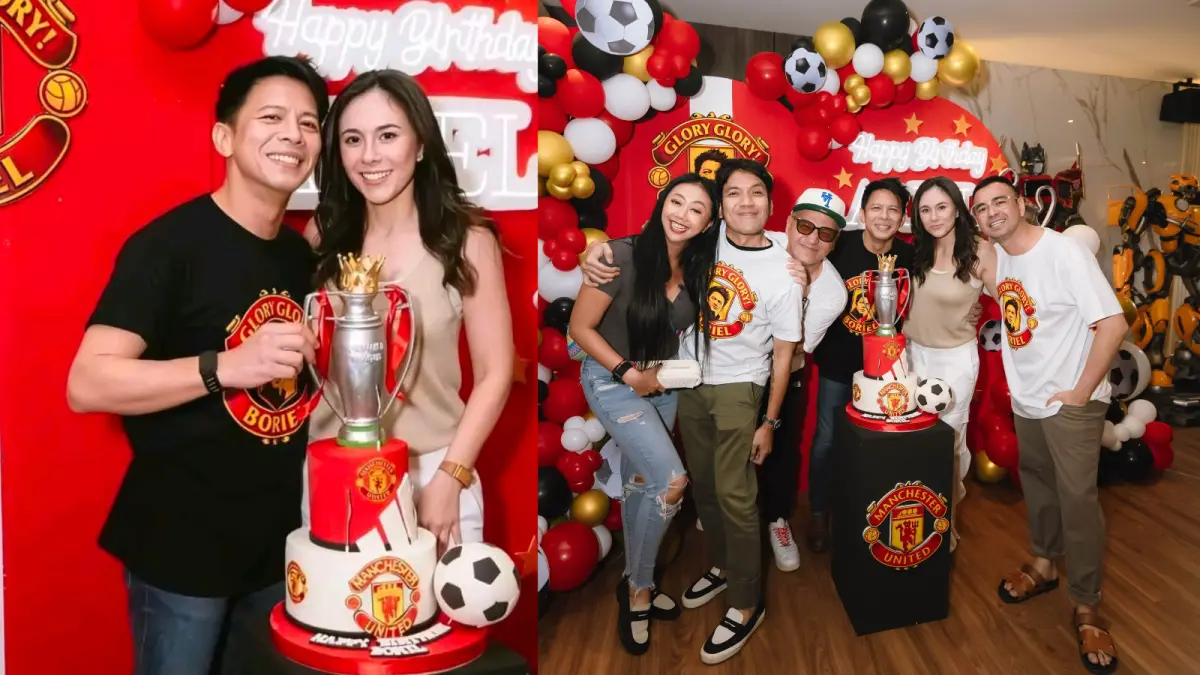 Potret Ariel NOAH bersama Wulan Guritno dan sejumlah rekan artis di perayaan ulang tahun ke-45 Ariel, Rabu, 16 September 2026. (@aurelia_KPop/x)