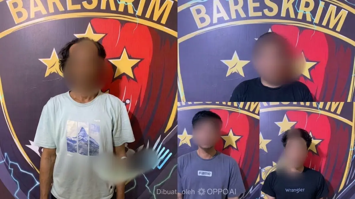 DITANGKAP: Empat tersangka pencuri kabel milik PT HK.(Dok.Humas Polres PPU)