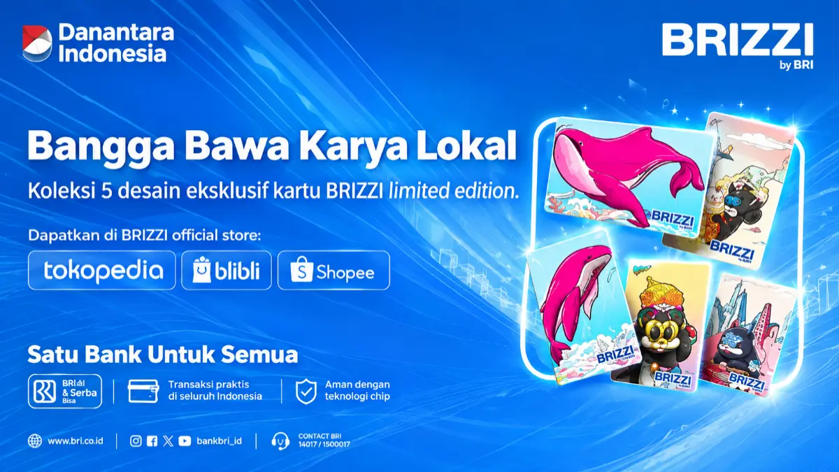 Kolaborasi BRIZZI x ARKIV menghadirkan kartu edisi spesial dengan karya seni lokal dari seniman Arkiv Vilmansa di Blok M Hub. (Foto: Dok. BRI)