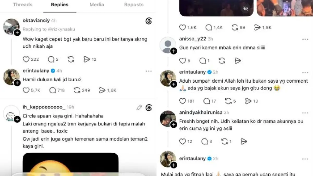 Erin Wartia buka suara soal komentar
