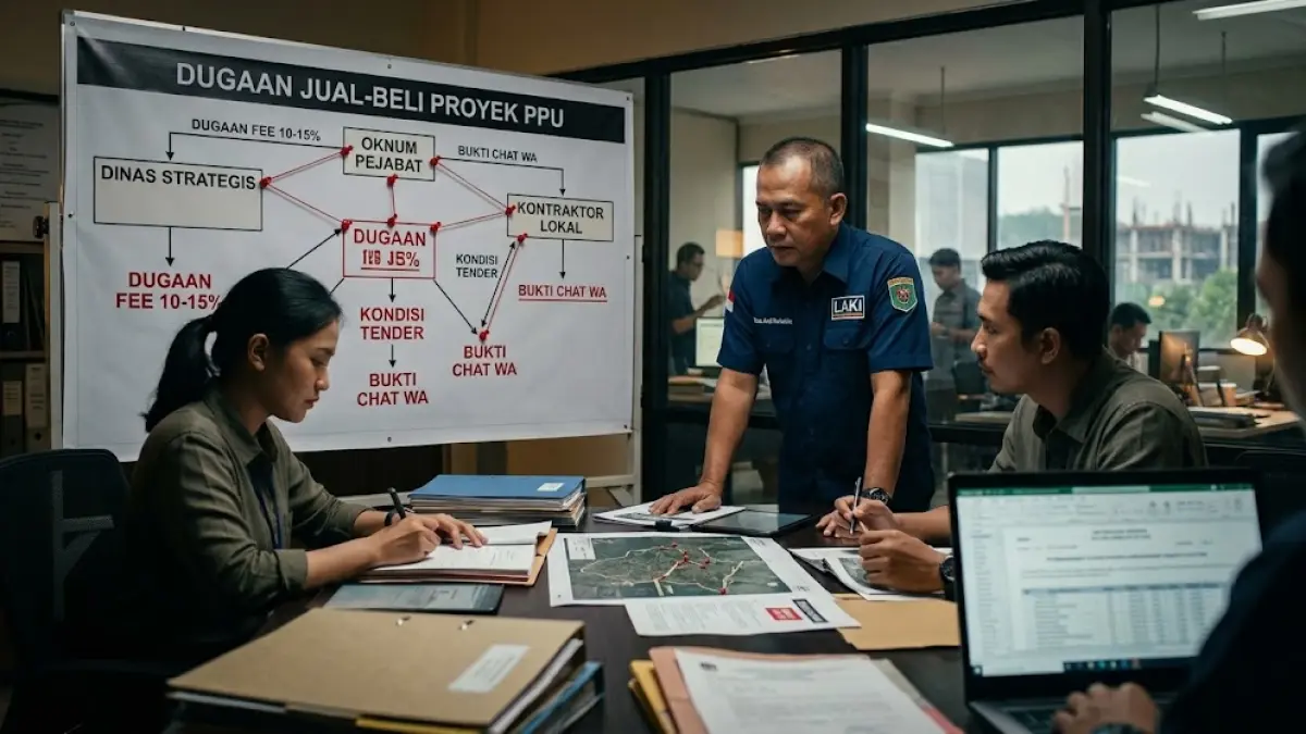 Ilustrari dugaan jual-beli proyek di PPU yang kini didalami DPC LAKI PPU.(generate ai)