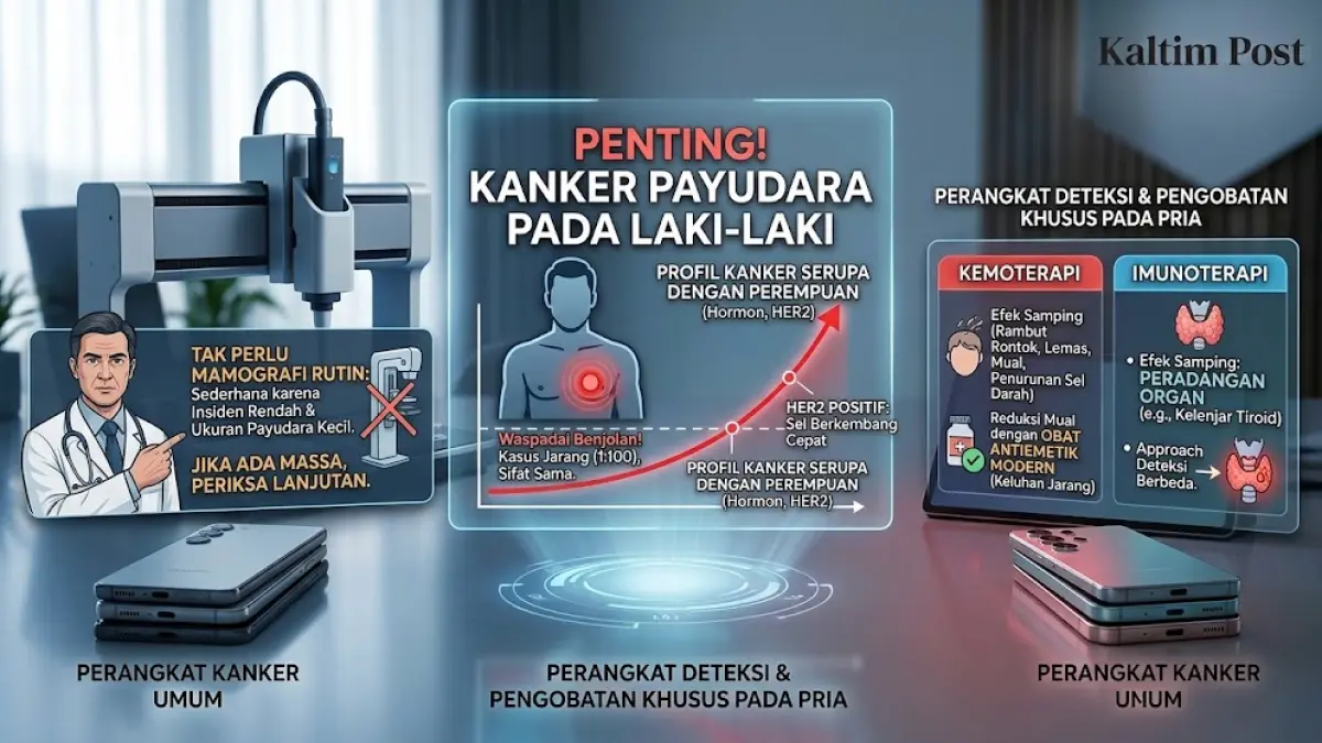 Ilustrasi laki-laki juga berpotensi terkena kanker payudara.(generate ai)