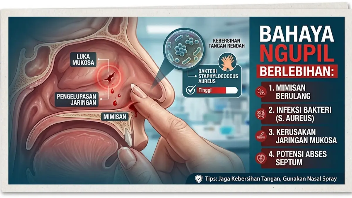 Ilustrasi bahaya ngupil berlebihan.(generate ai)