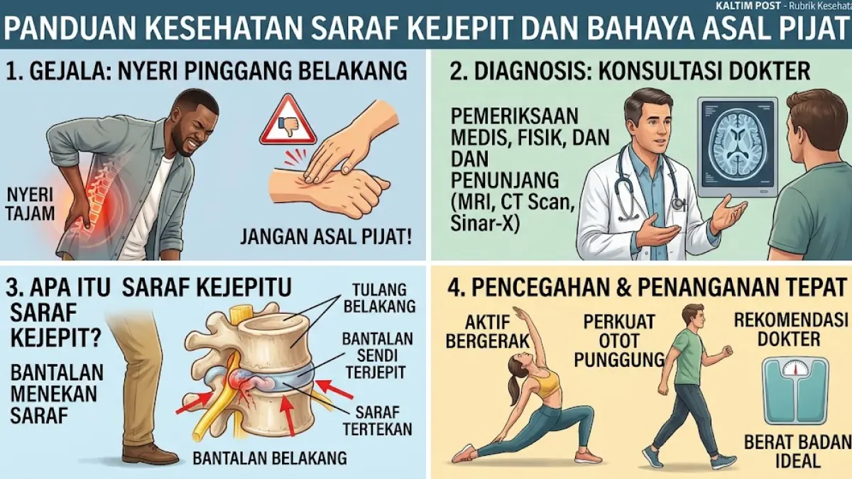 Ilustrasi panduan lengkap cara menangani saraf kejepit.(generate ai)