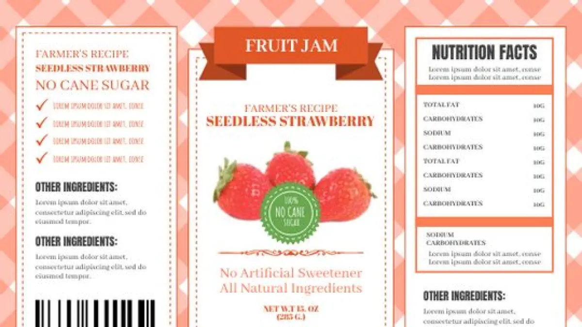 Contoh label kandungan produk makanan atau minuman.