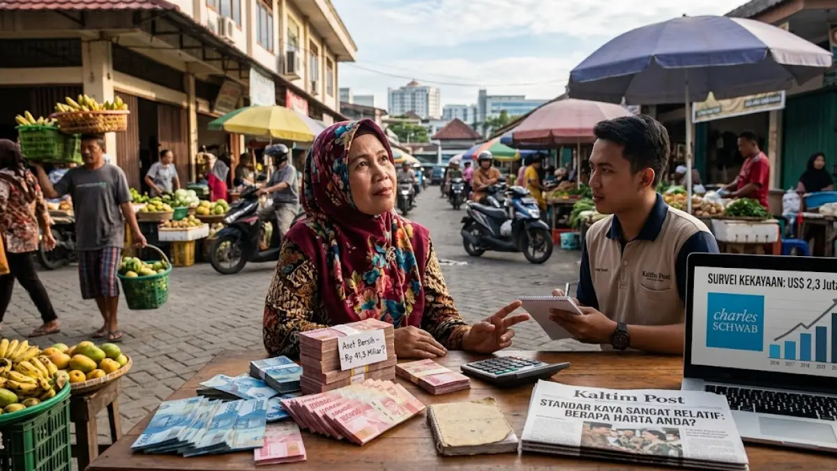 Ilustrasi survei standar kekayaan masyarakat Indonesia.(generate ai)