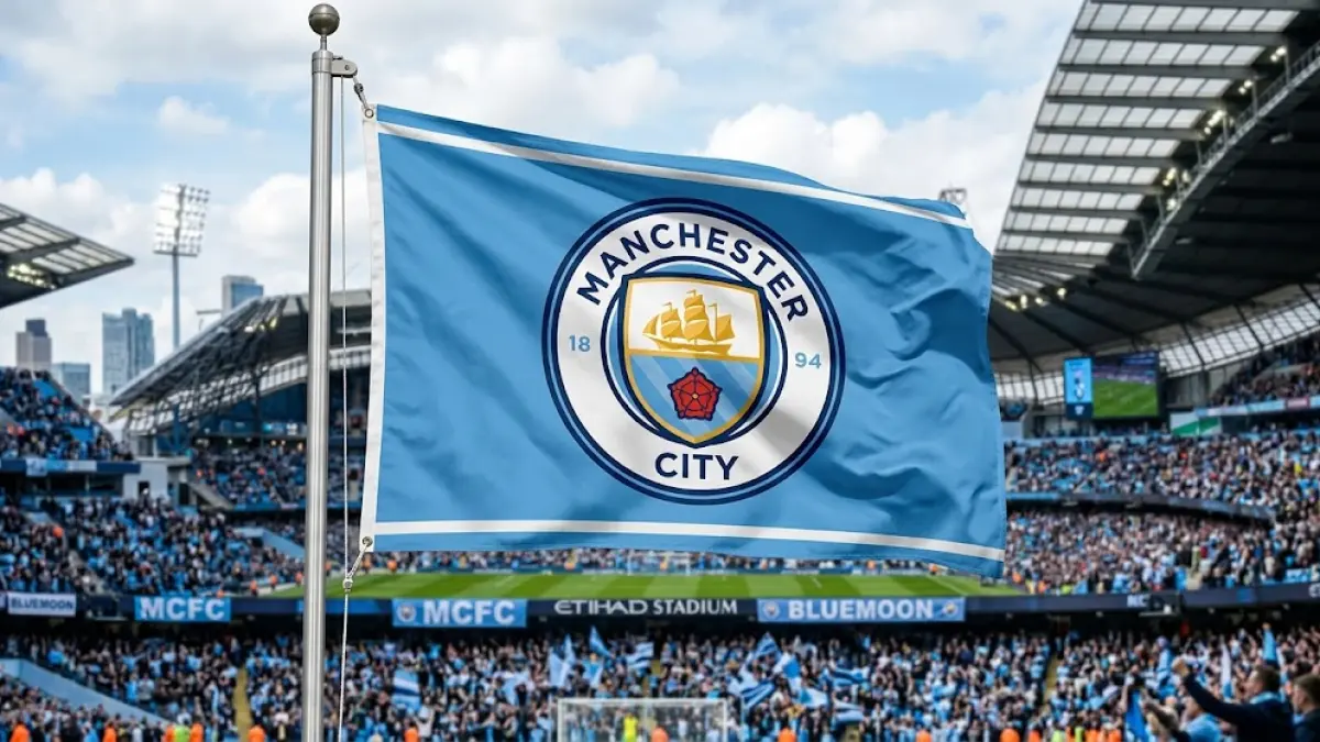 Bendera Manchester City.(generate ai)