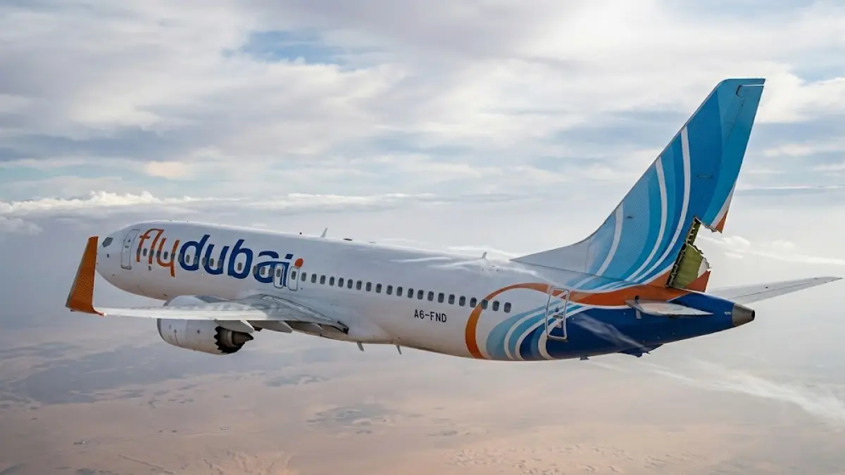 Pesawat Flydubai yang mengalami insiden berdarah di udara.(generate ai)