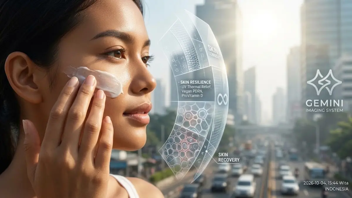 Ilustrasi perlunya kesehatan kulit dan sunscreen untuk menjaga kecantikan.(generate ai)