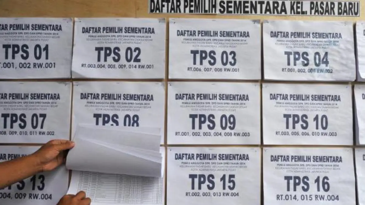 DATA: Ilustrasi daftar nama pemilih pada tiap Tempat Pemungutan Suara (TPS).