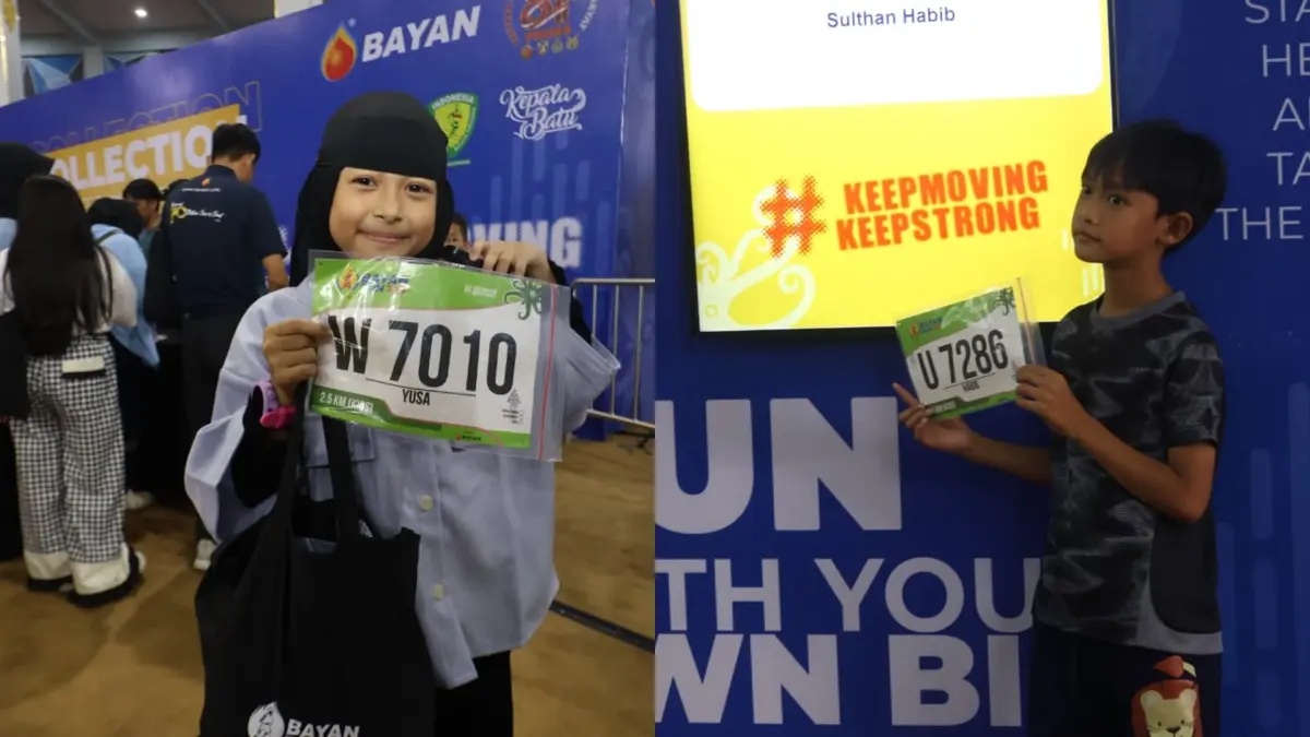 KID DASH: Para peserta kategori kids dash siap berebut podium di Bayan Run 2026 BSCC Dome. (ANGGI PRADITHA/KP)