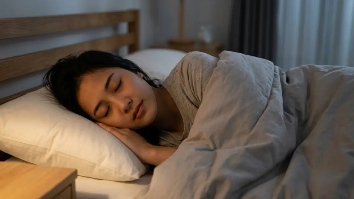 Ilustrasi seorang perempuan tampak sedang tidur.(generate ai)